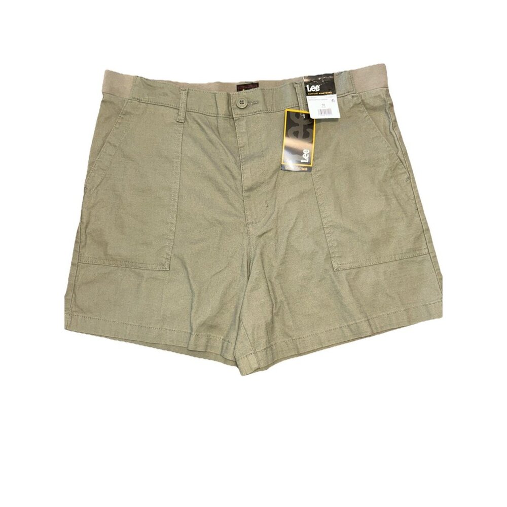 Lee Women's Comfort SIZE 18 Utility Shorts GREEN 112366313 Mid Rise 6" Inseam